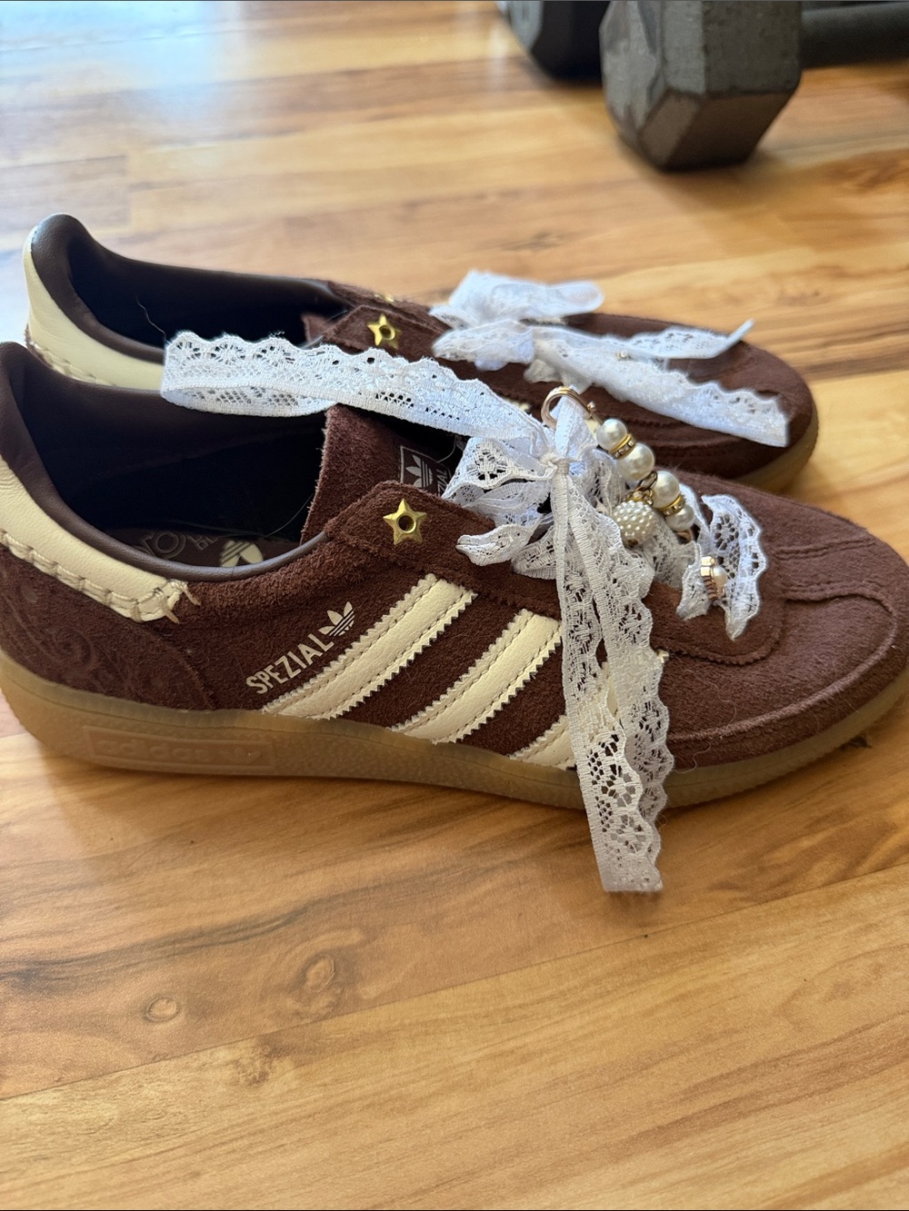 adidas Spezial Women’s Brown Suede Sneakers with Cream Stripes
